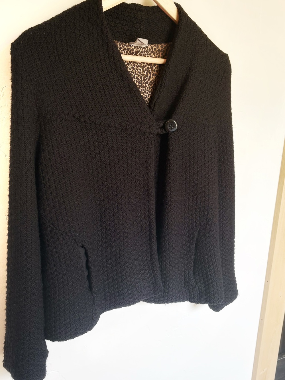 Ann Taylor Petites 100% Merino Wool Textured Jacket MP Cheetah Print Lined